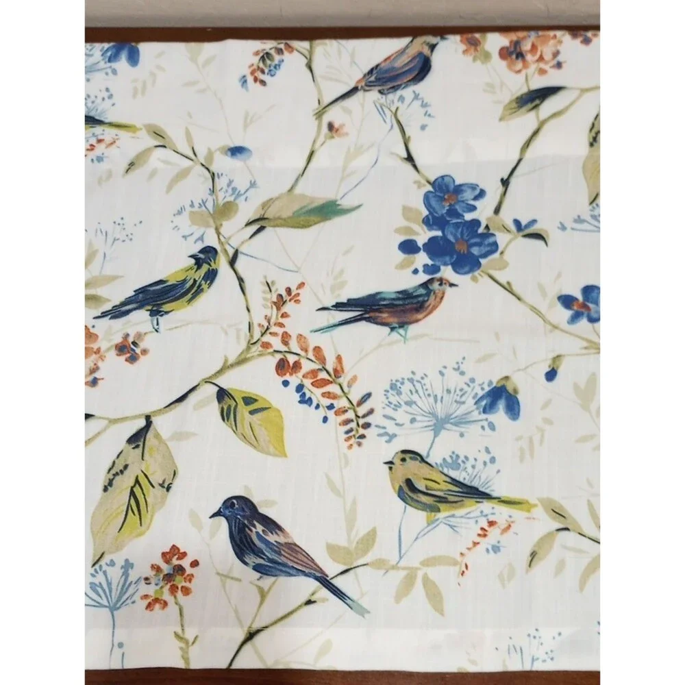 Vogol White Bird Print Valances, Set Of 2 Panels